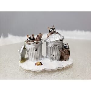 LEMAX Trash Pandas Raccoon Village Christmas Accessory Cabin hunting garbage can